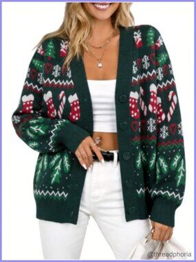 Women's Long Sleeve V Neck Button Up Cardigan Sweater